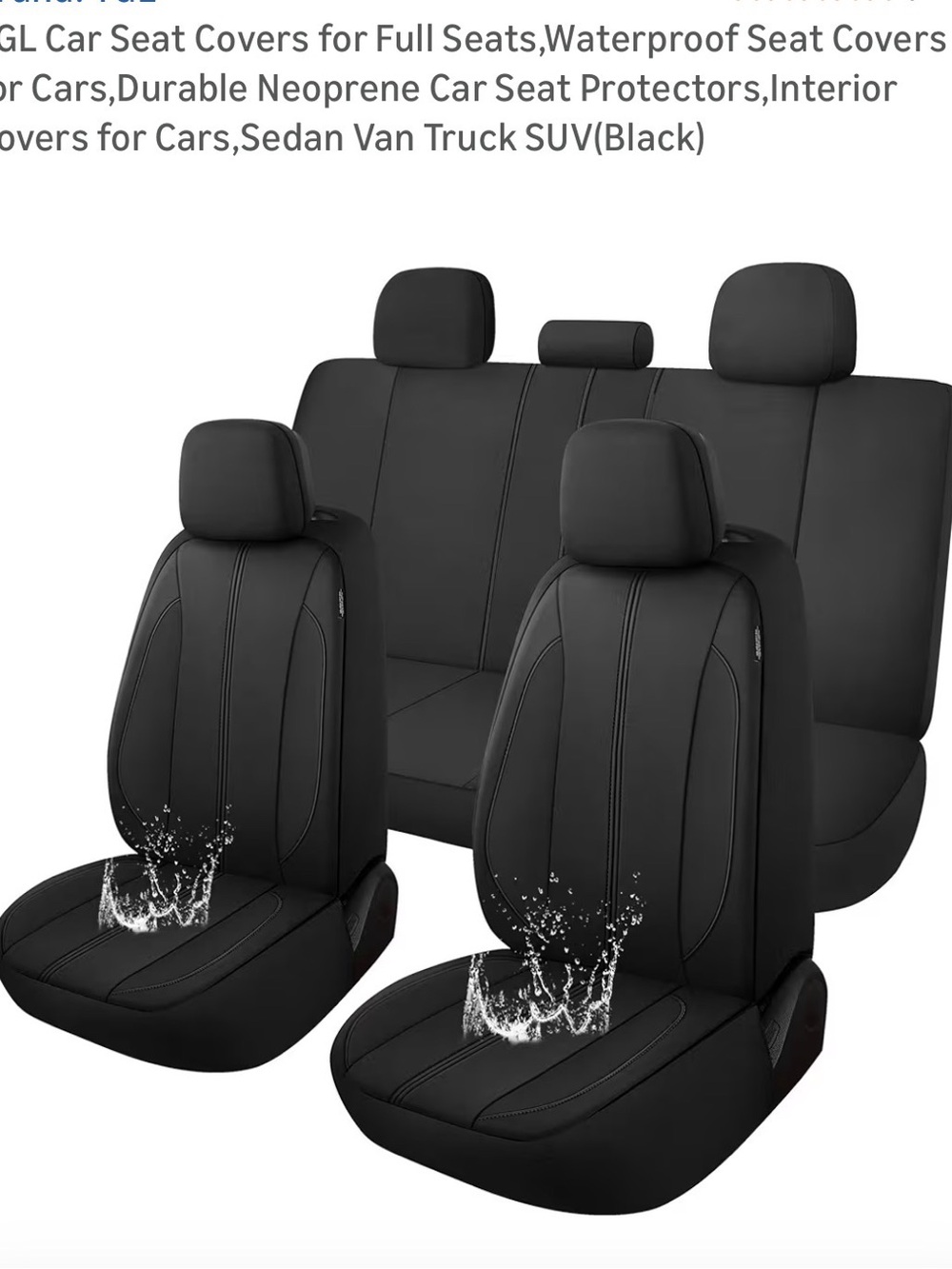NIB Universal Waterproof Neoprene Car Seat Covers - Black